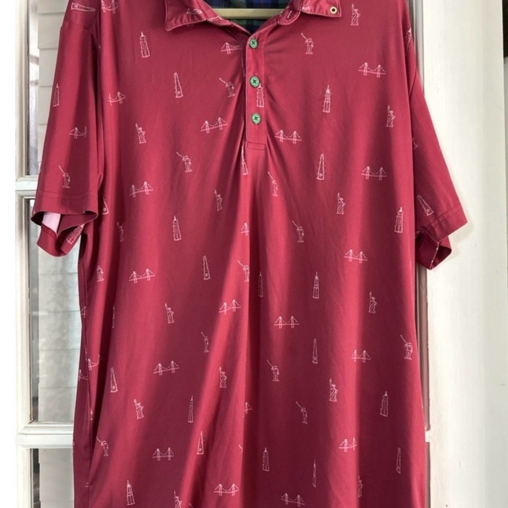 ⛳️ SALE!!! Men's William Murray Red Christmas Polo Shirt Size large
